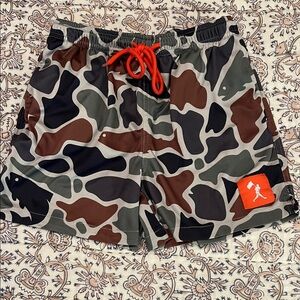 Baseballism Camouflage Athletic Shorts with Orange Accents Youth XL